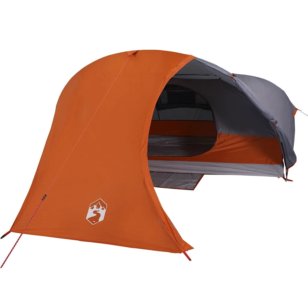 Tenda da Campeggio a Cupola 4 Persone-Tenda per Escursionismo Grigio e Arancione Impermeabile 233888