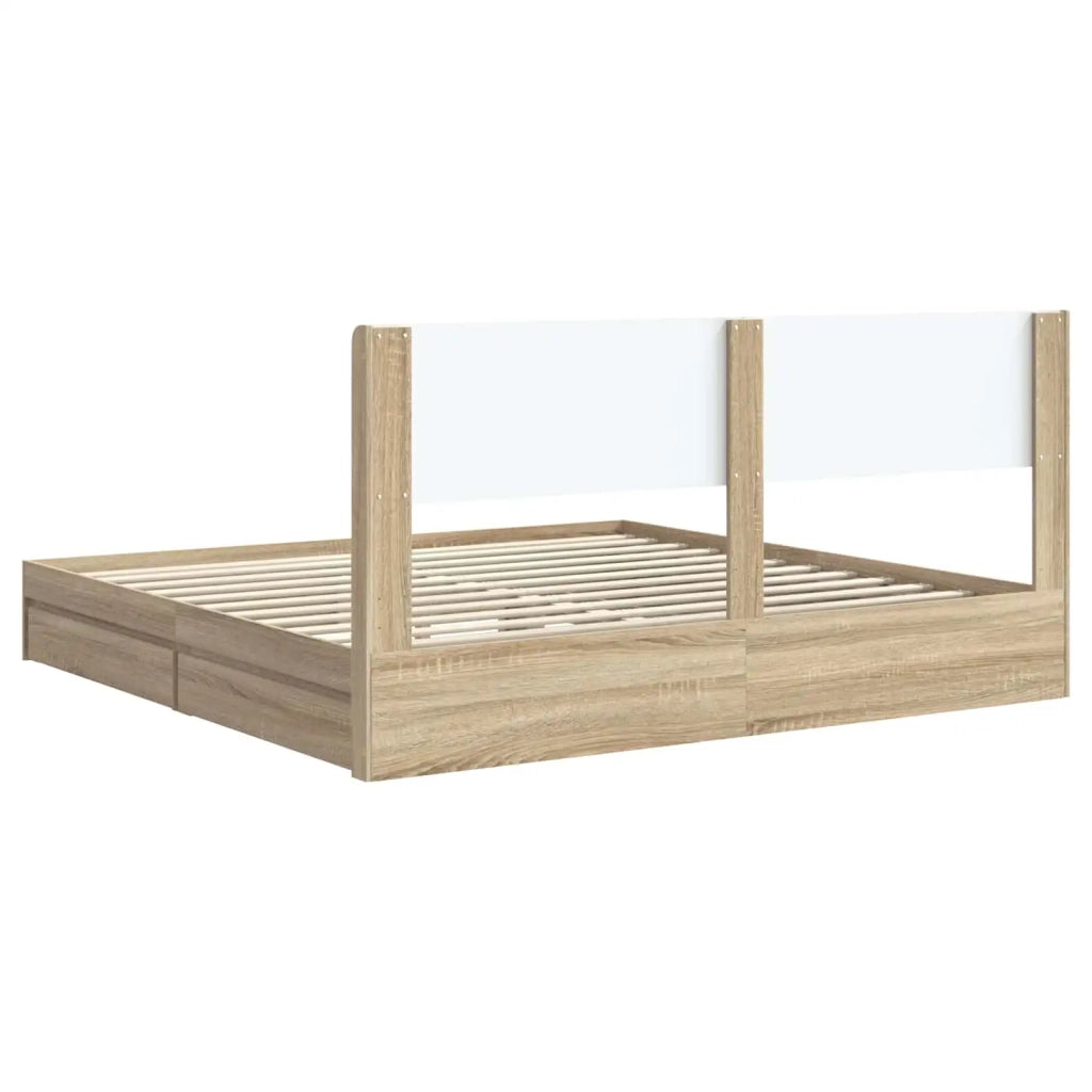 Struttura del letto con stoccaggio e testata-Giroletto con contenitore Rovere Sonoma 425344