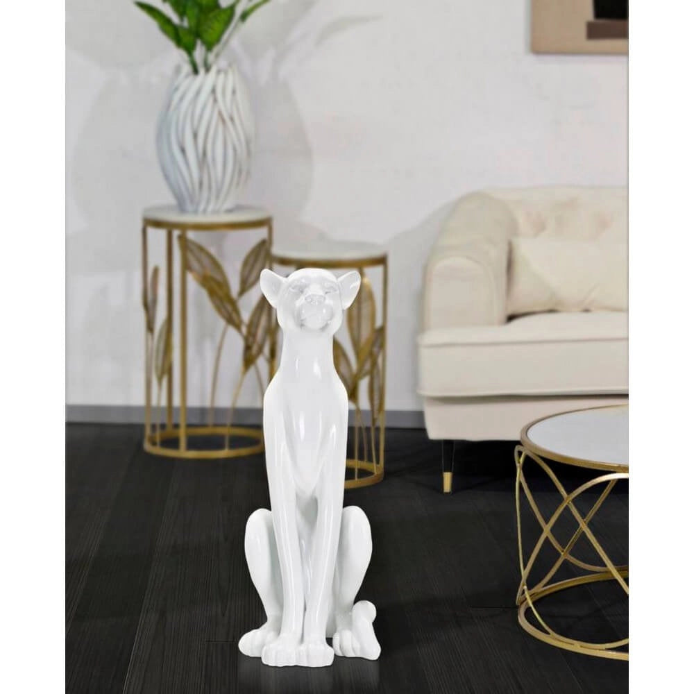 Statua leopardo seduto dorato cm 27X38X74 - LEOROS