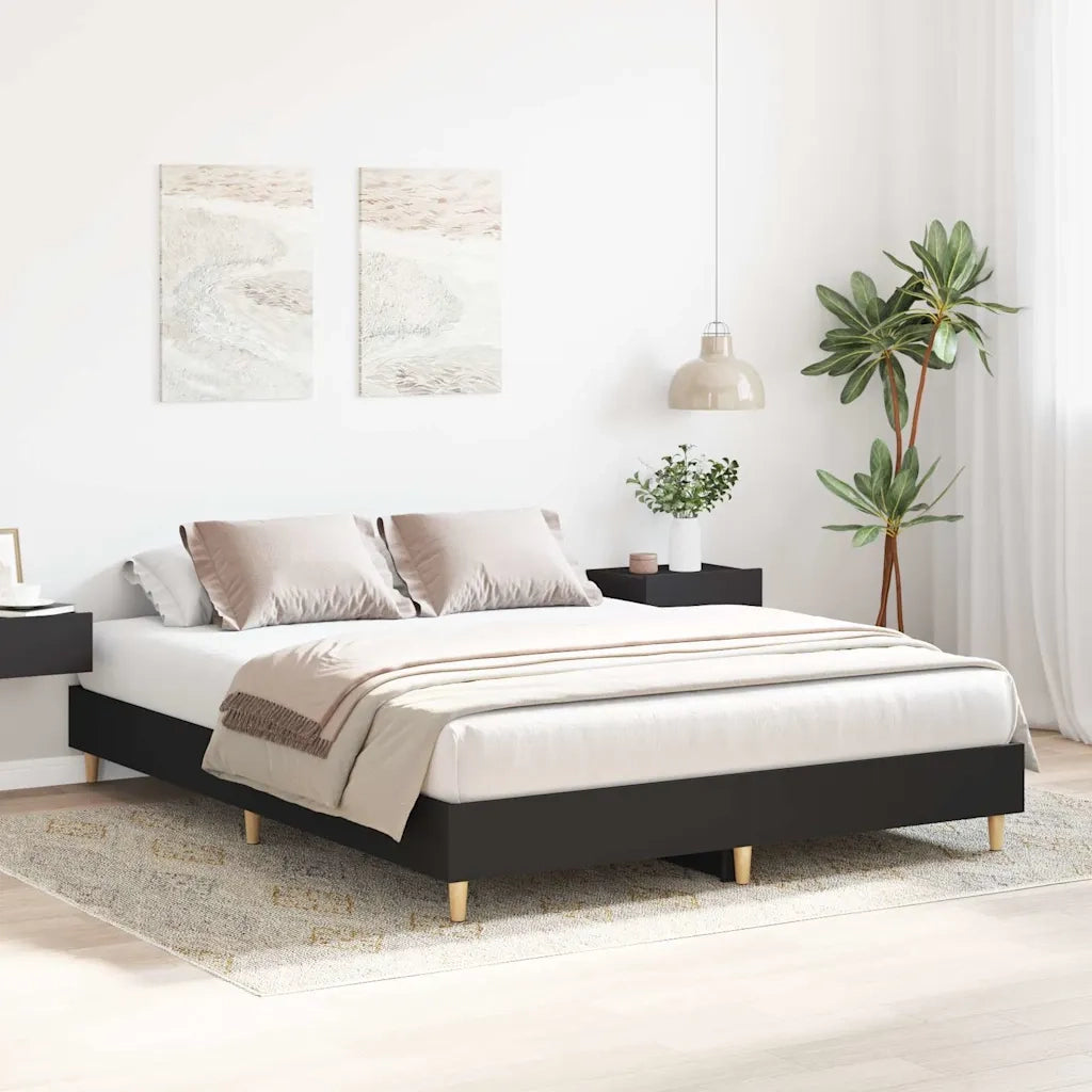 Giroletto senza Materasso Nero 150x200 cm in Legno Multistrato 3328709