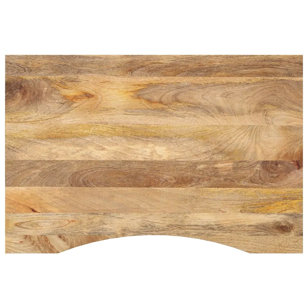 Piano Scrivania con Curva 100x60x2,5cm Massello Grezzo di Mango