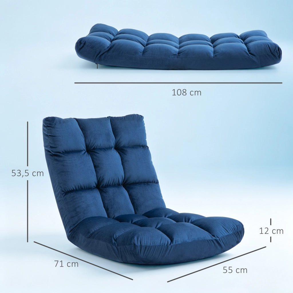 Poltrona letto pieghevole con schienale regolabile ¨C Xylo ¨C velluto blu 55x71x53,5 cm