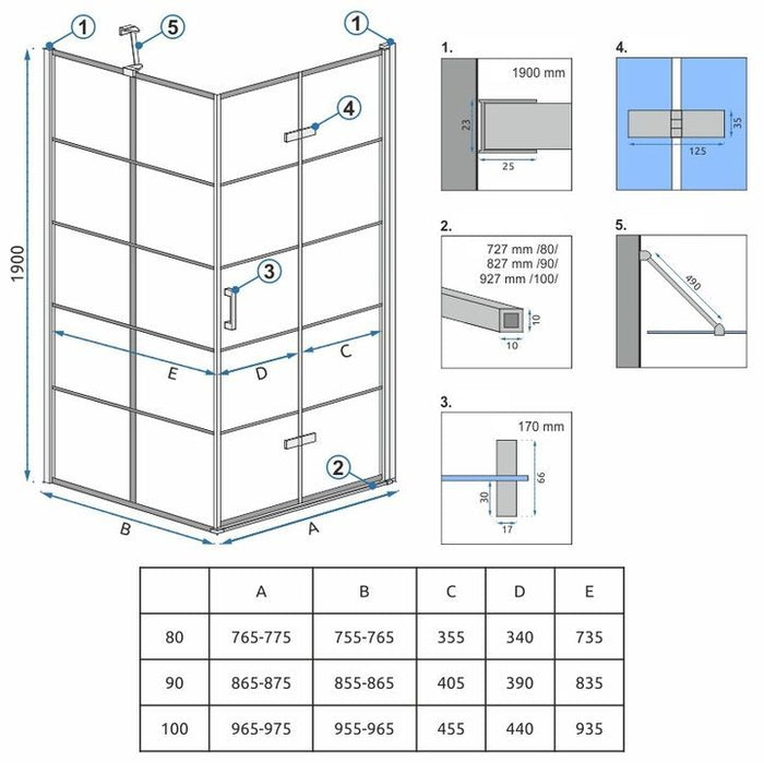 Cabina Doccia Rea Molier Black 90x90