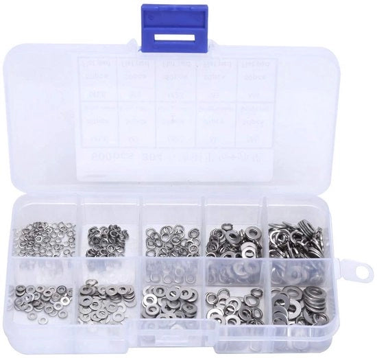 Pakkingring RVS 500 Stuks - Anti-losse Afdichtring - Veerpakkingset - Dimensioni: M1.6/M2/M2.5/M3/M4 - Superficie Liscia - Afdichtring
