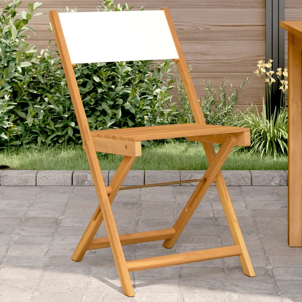 Sedie BistrÃ² 2pz Bianco Crema Legno Massello Acacia e Tessuto