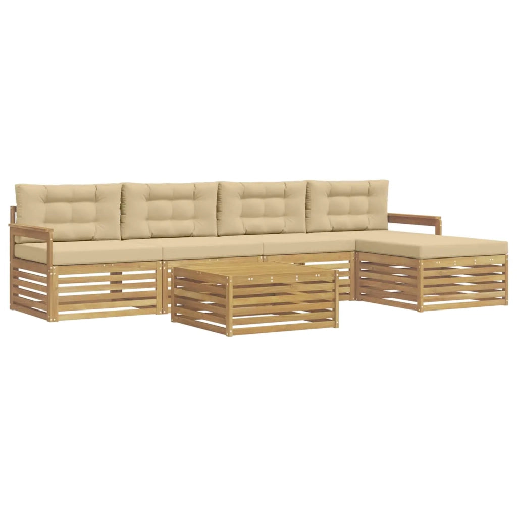 Set di divani da esterno 7 pz Bianco e Beige Poliestere 3390353