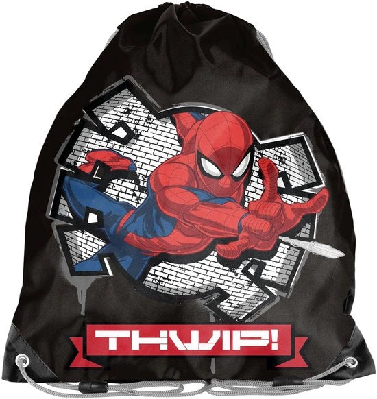 Sporttas per Bambini 36 x 32 cm - Materiale Duraturo - Cordoncini di Trasporto - Utilizzabile in Modo Flessibile - Spider-Man