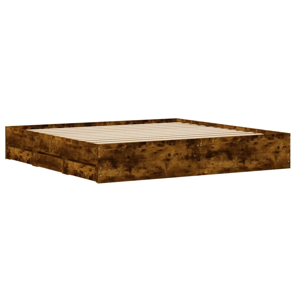 Giroletto con Cassetti Rovere Fumo 180x200 cm Legno Multistrato 3207256