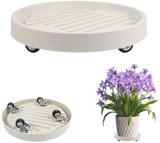Porta Piante a Manubrio 22cm - Capacità di Carico 75 kg - Porta Piante per Interno - Porta Piante per Esterno - Aiuto al Trasporto - Protezione del Pavimento - Progettazione di Ruote Nascoste - Carrello per Piante
