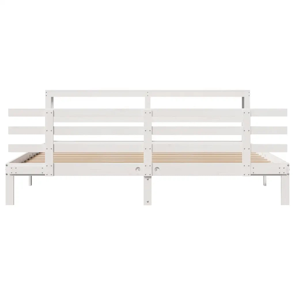 Giroletto con Testiera senza Materasso-Struttura Letto Bianco 200x200 cm 741499