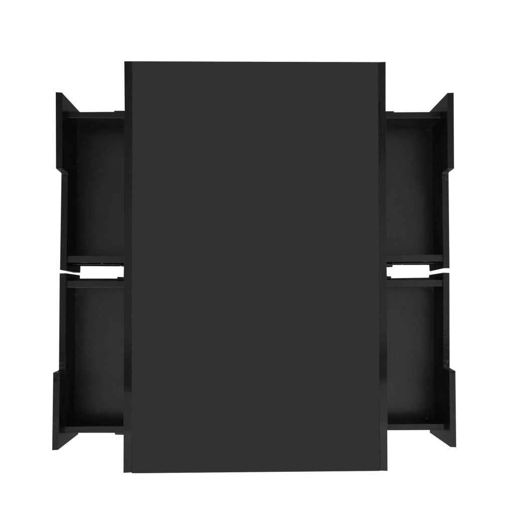 Tavolino da caffè 80x50x36 cm; LED regolabile e 3 vani con 4 cassetti; pannello truciolare nero