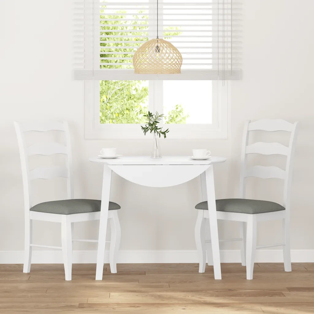 Sedie da Pranzo con Cuscini 2 pz Bianco Legno Massello di Hevea