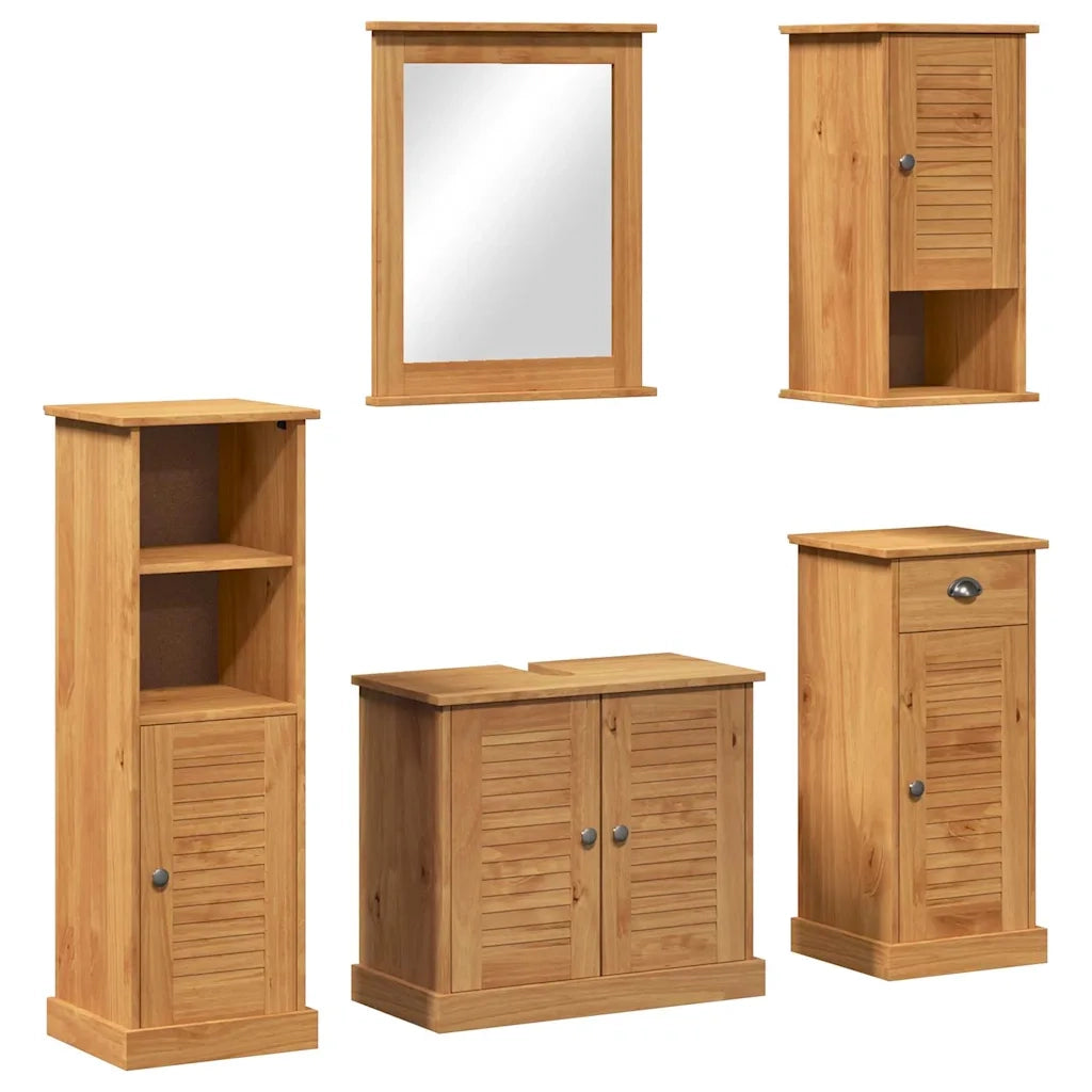 Set di mobili per il bagno con porta VIGO 5 pcs Marrone miele 3328547