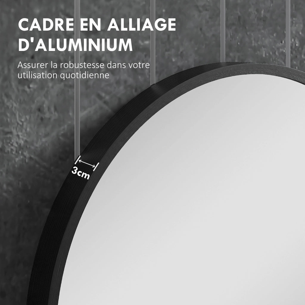 Specchio ovale da parete in alluminio ¨C zephmum ¨C nero 40x70 cm
