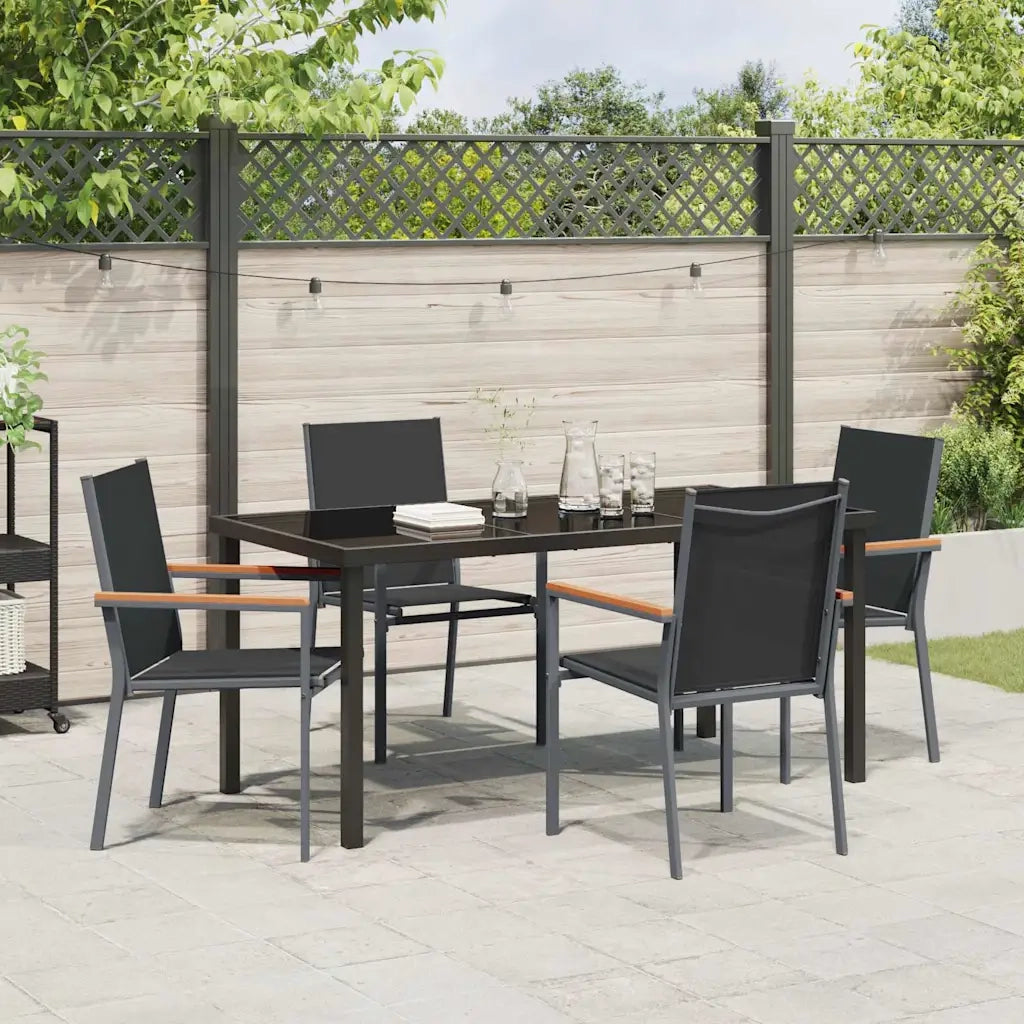 Set da Pranzo per Giardino 5 pcs Nero