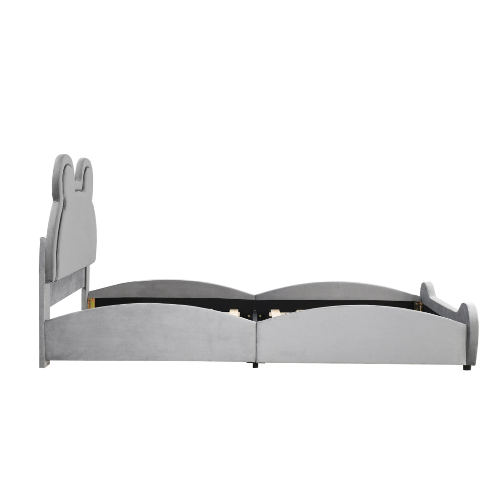 Letto imbottito per bambini a forma di orso grigio 90 x 200 cm