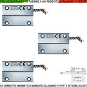 Contatto Blindato Allarme Porta Ferro Interbloccata Posizione Aperta o Chiusa 3 Pezzi Sensore Reed Campo 20 mm 5 Fili 3 Scambio C.NC.NA 2 Tamper Tensione Max 30 V 10 W Fissaggio Tramite Fori IP65
