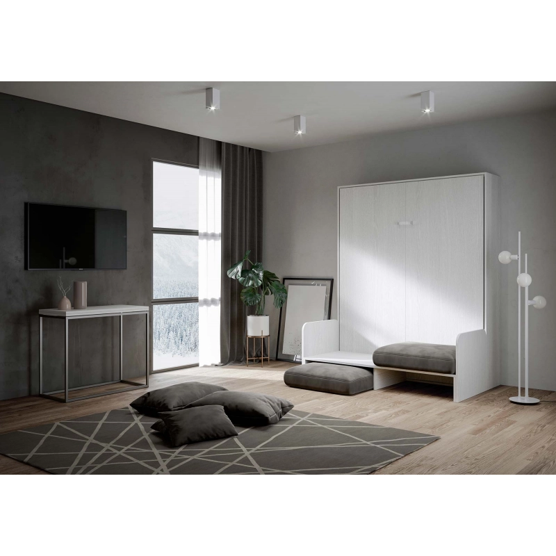 Letto a scomparsa 160 verticale Kentaro Sofà - ALESSIA 20 - Bianco Frassino