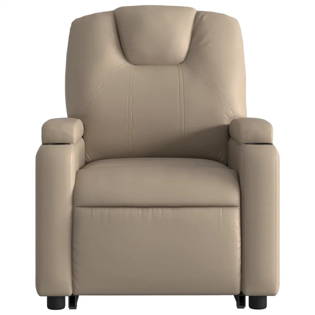 Poltrona | Sedia Relax Alzapersone Massaggi Reclinabile Cappuccino Similpelle