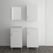Set lavanderia con lavatoio base e pensile in legno bianco Fedra