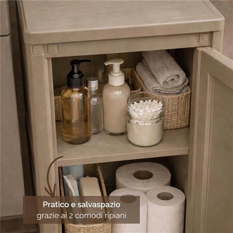 MOBILE 2 MODULI TALPA 40X43X85,5 CM CON ANTE TRAFORATE – CONTENITORE VERTICALE ORGANIZZAZIONE CASA PER INGRESSO E ZONA GIORNO
