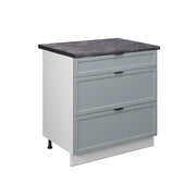 Mobiletto base per cucina Fame-Line Blu-grigio chiaro/Bianco 80 cm con 3 cassetti, PL Antracite Vicco