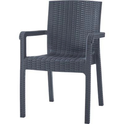 SEDIA RATTAN KRETA + BRACCIOLI DOMUS  PP ANTRACITE CM 58X75 H.CM 85