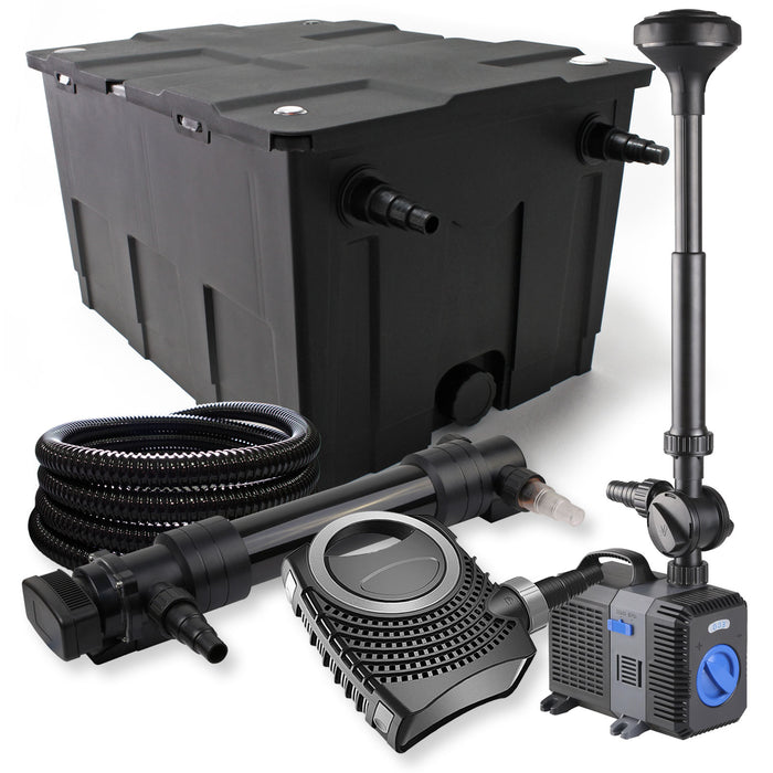 Set Filtro a 1 camera 60000l Chiarificatore UVC 36W Pompa NEO10000 80W Tubo Fontana