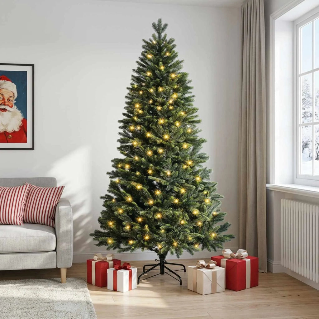 Albero di Natale Artificiale con Rami Pieghevoli 210 cm 300 LED 3466289