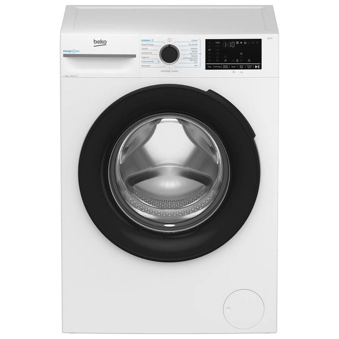 Beko b300 BMW9149DB: Lavatrice 9kg, classe A-30%, 1400giri, linea estetica NX, motore inverter, display touch, porta nera, tecnologia EnergySpin™, funzione vapore