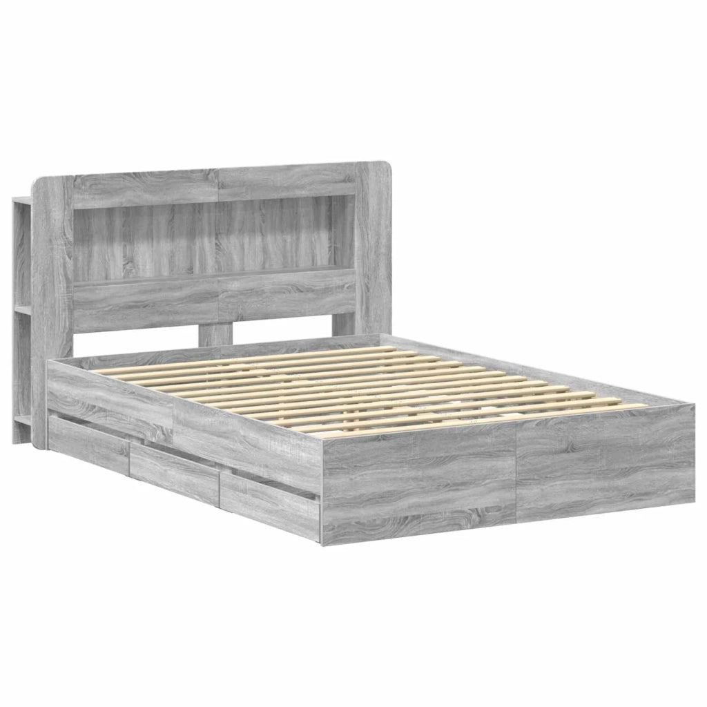 Struttura del letto con stoccaggio e testata Sonoma grigio 3434060