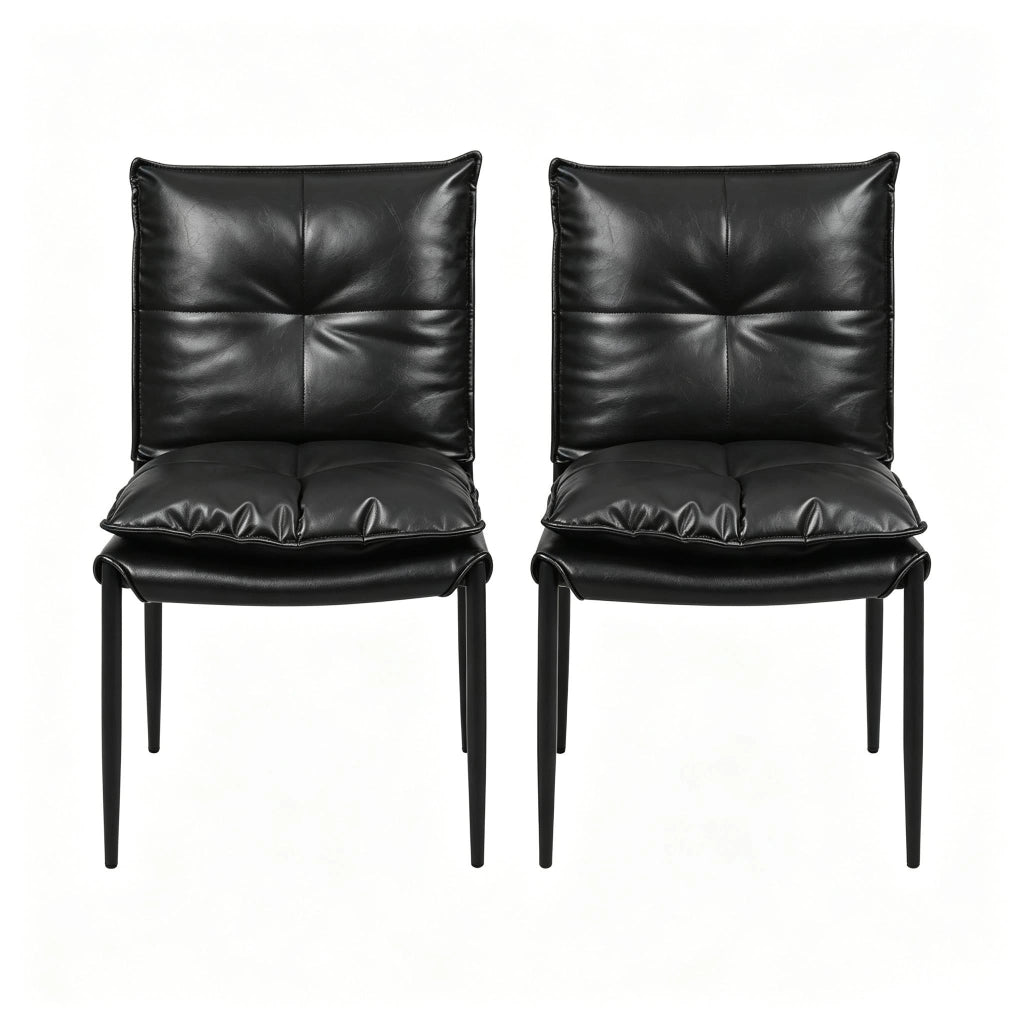 SEDIA da pranzo Set 2 pezzi 48x55x87 cm Nero in similpelle