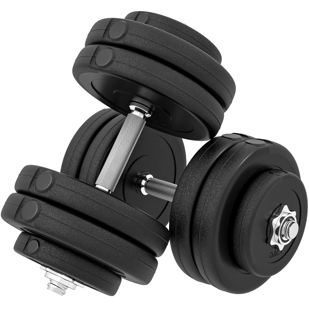 Set 12 Manubri Palestra da 50kg (8x5kg. 4x1.5kg). in Acciaio e Plastica PE. Nero