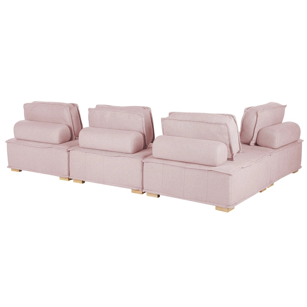 Divano angolare in tessuto di poliestere rosa 300 x 200 cm Imbottito a 4 posti modulare a forma di L scandinavo moderno