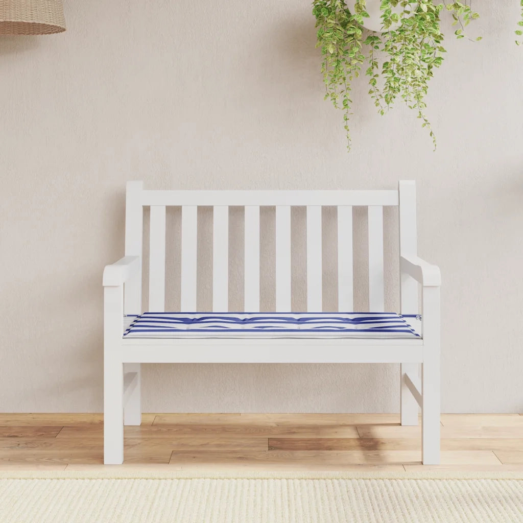 Cuscino Panca Giardino-Cuscini per panchina da esterno Bianco e Blu 100x50x4 cm Tessuto Oxford