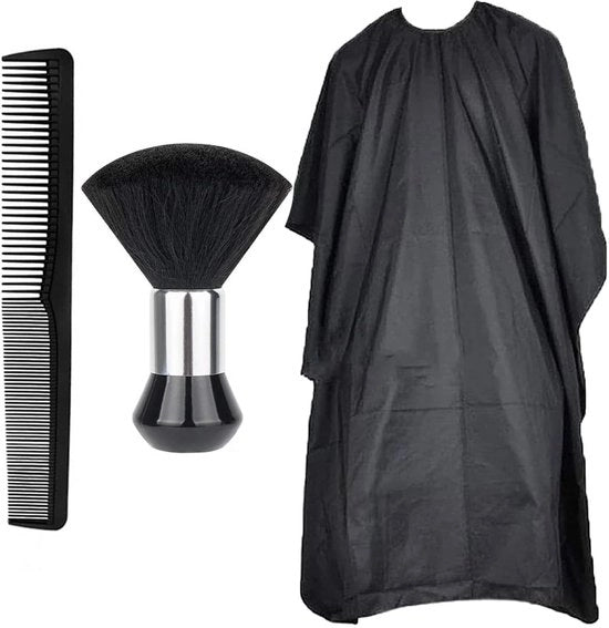 Set Professionale per Barbiere - Cappuccio per Barbiere - Spazzola per Collo - Piastra per Stile - Impermeabile - Spilla per Collo Regolabile - Cappuccio per Capelli