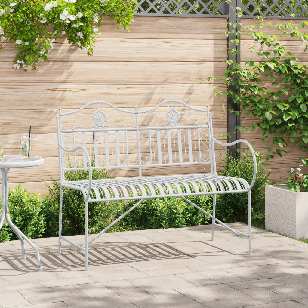 Panchina Bianca Metallo 103.5 x 59 x 89 cm Durevole