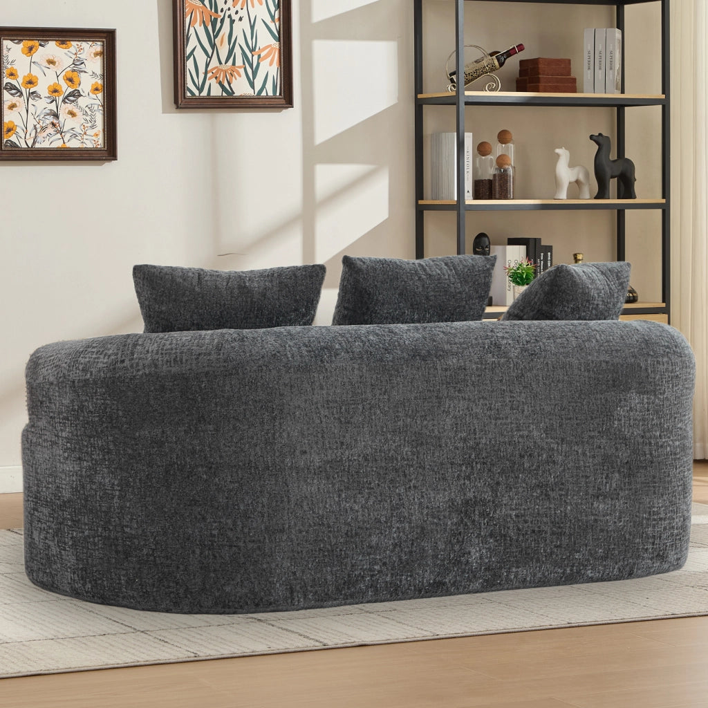 Divano 2 Posti Curvo in Chenille con Cuscini ¨C MINIMAL ¨C Tortora