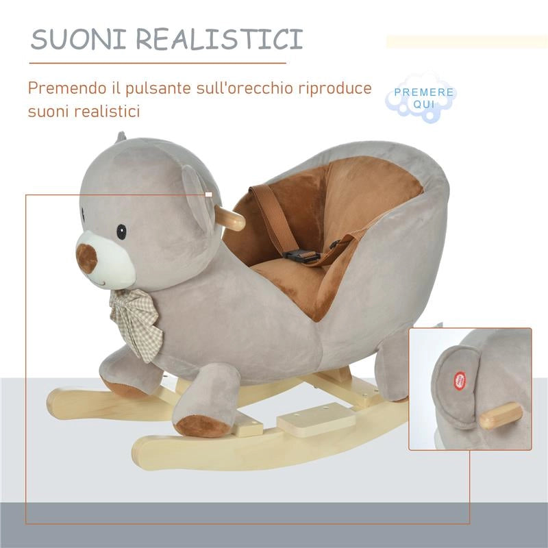 DONDOLO A FORMA DI ORSO PER BAMBINI 18-36 MESI - GRIGIO