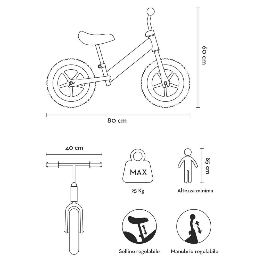 Bicicletta Senza Pedali Balance Bike per Bambini 10 Pollici 80x40x60 cm Sellino e Manubrio Regolabili Fox Rosa