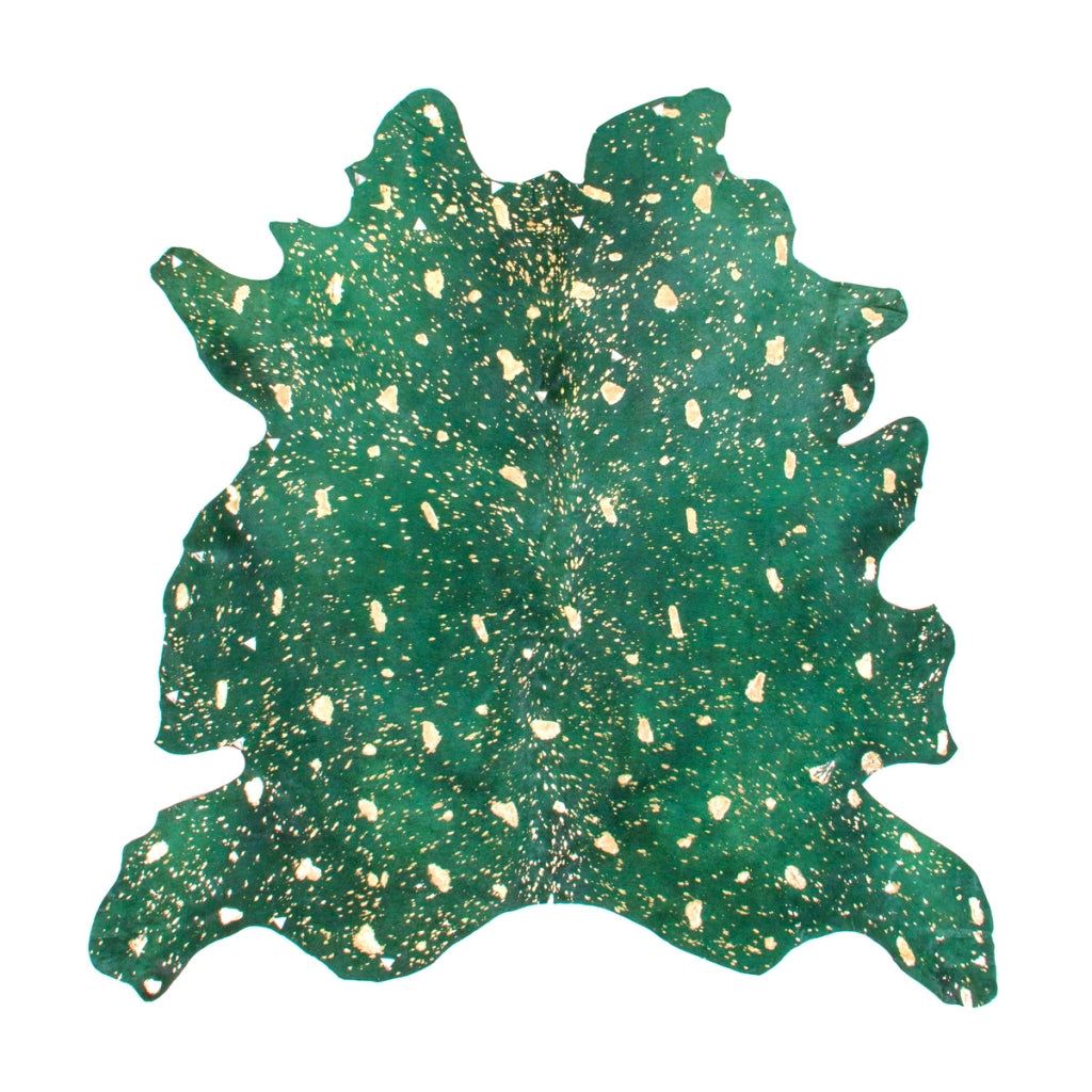 Tappeto in pelle Fly 100 verde bottiglia e oro