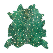 Tappeto in pelle Fly 100 verde bottiglia e oro