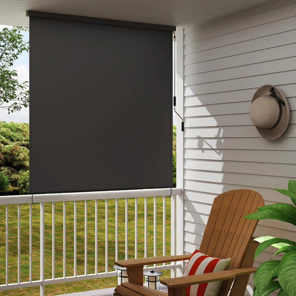 Tenda a rullo verticale per esterni, 180 x 250 cm, resistente alle intemperie, protezione solare, manovella, tenda per balcone e giardino