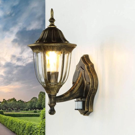 Lampada per Esterno con Sensore di Movimento e Design Antico per Giardino e Terrazzo - IP44, E27, Altezza 37,5 cm