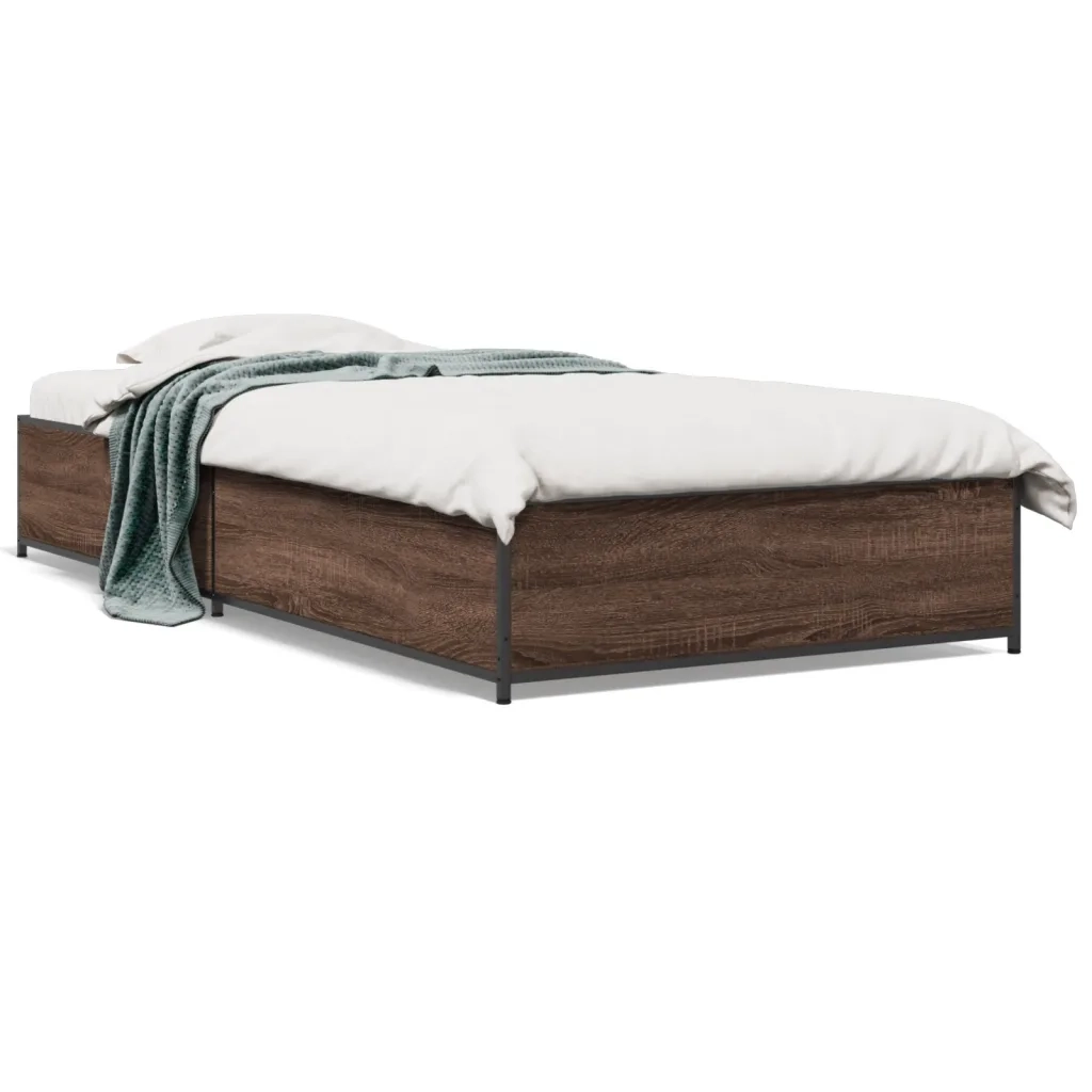 Giroletto-Struttura Letto Rovere Marrone 75x190 cm Legno Multistrato e Metallo 100913
