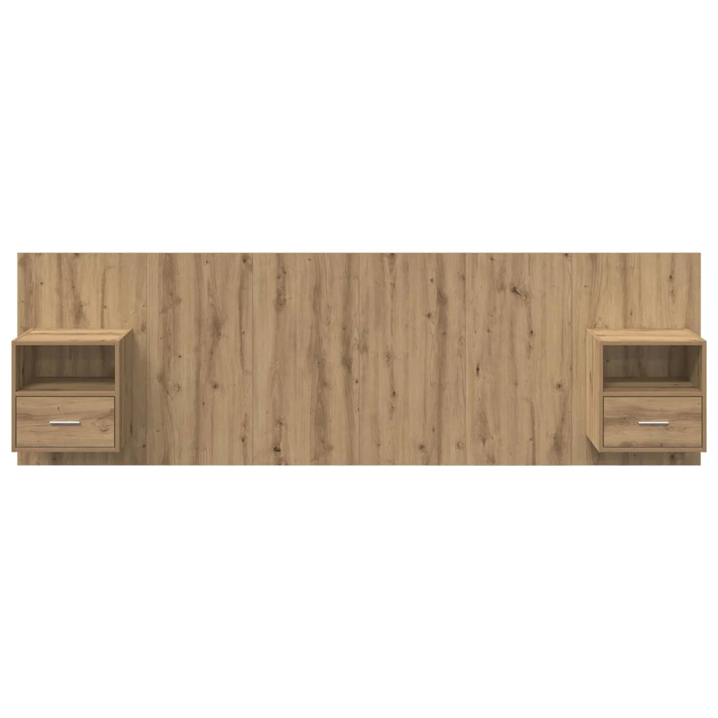 Testiera | Testata con Comodino 3 pcs Rovere artigianale Legno multistrato