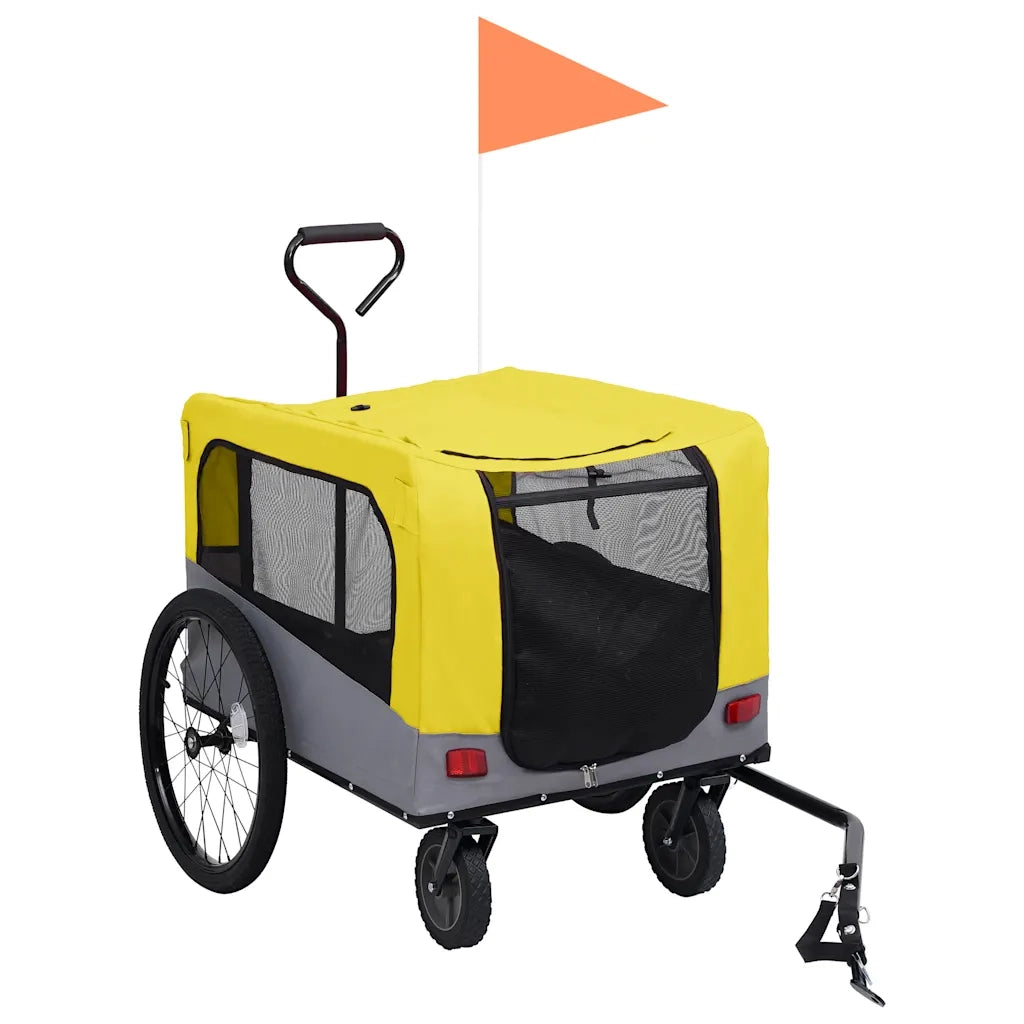 Rimorchio Bici Animali Carrello Jogging 2in1 Giallo e Grigio 92442
