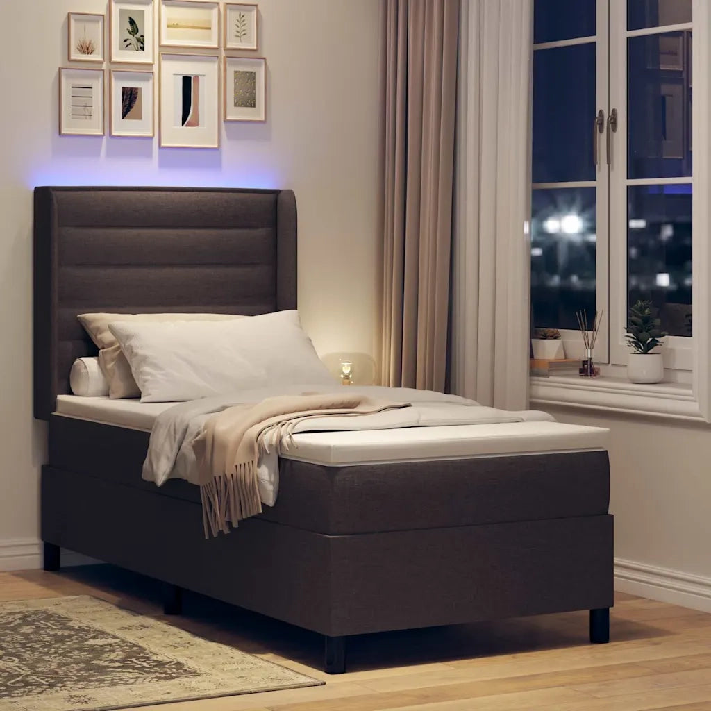 Letto a Sorgente LED Marrone Scuro 90 x 190 cm Tessuto 3343416