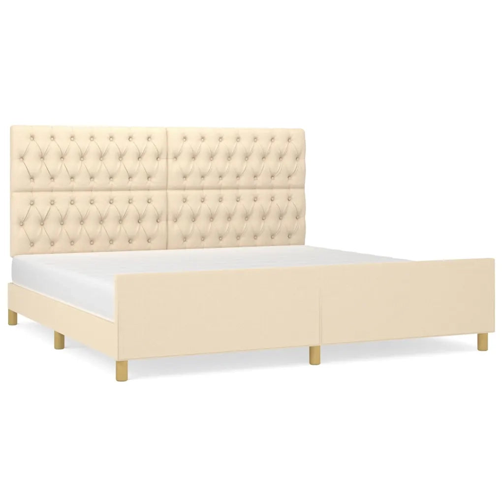 Giroletto con Testiera Crema 200x200 cm in Tessuto 3125329