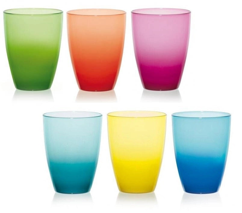 Set 6 Bicchieri da Tavola Acqua Vino in Vetro Domino Spray 300 cc